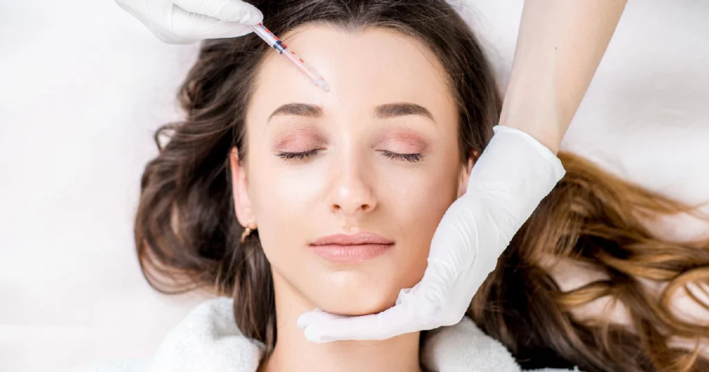Woman receiving Biostimulators Injection in Gilroy, CA for facial rejuvenation and collagen-boosting treatment.