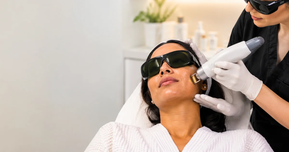A client receiving a professional laser skin treatment